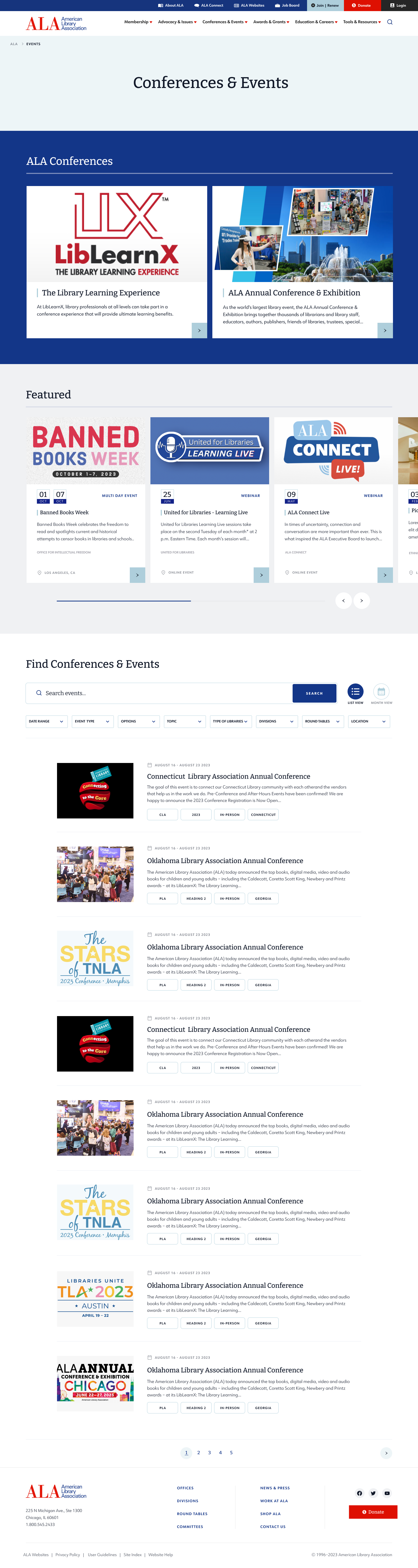 ALA Conferences Webpage Image