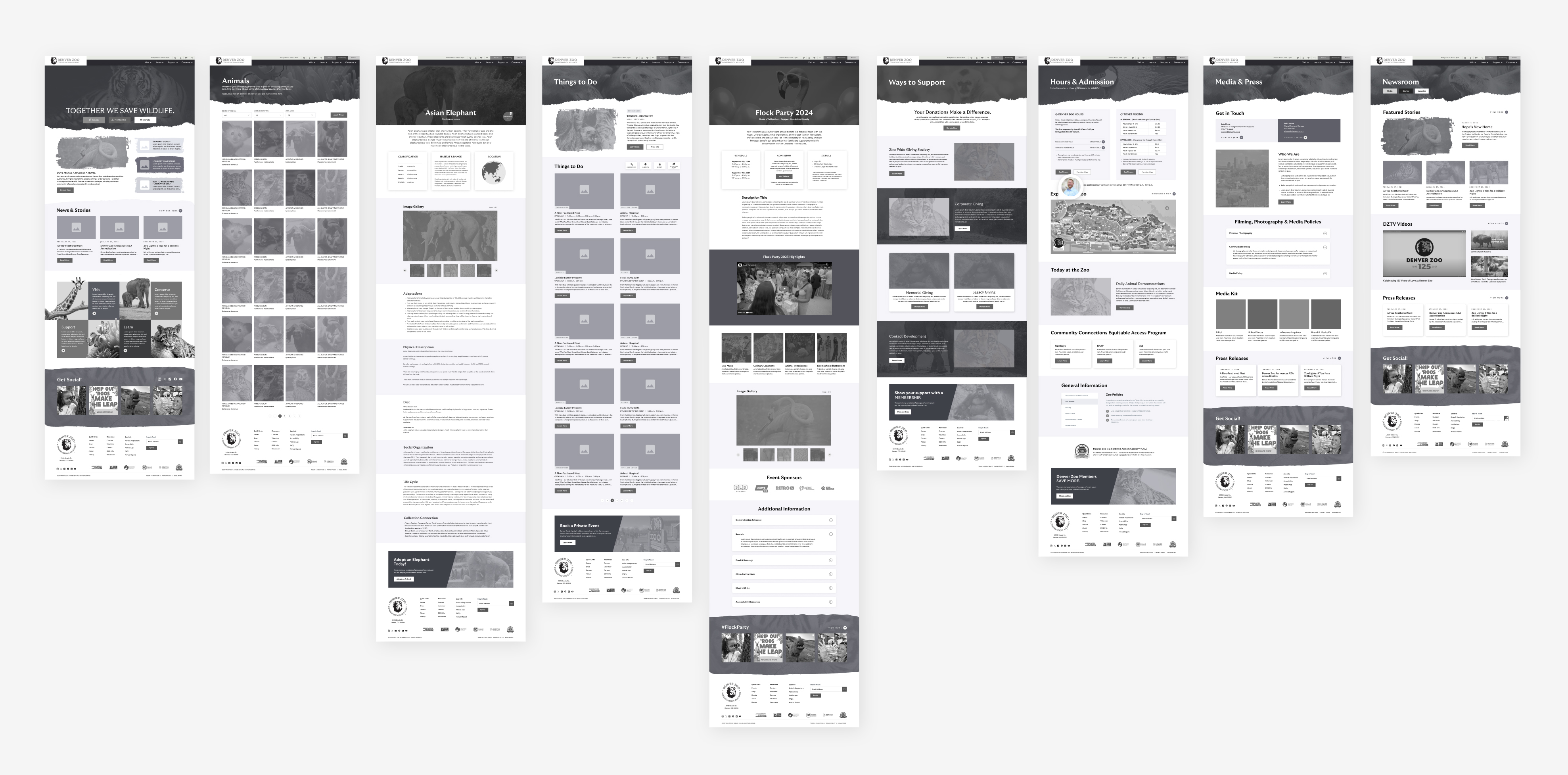 Denver Zoo Wireframes