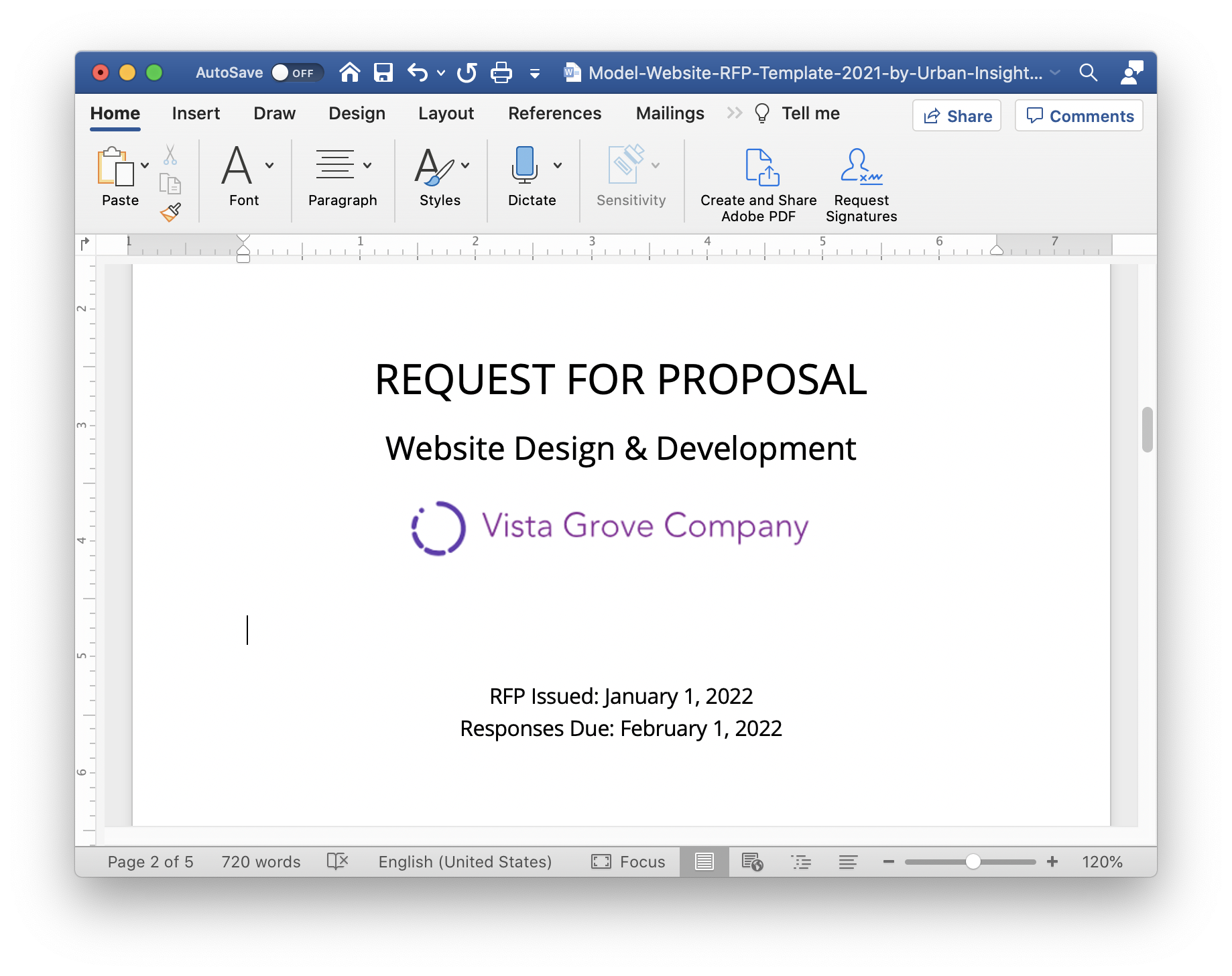 The Model Website Redesign RFP Template Urban Insight